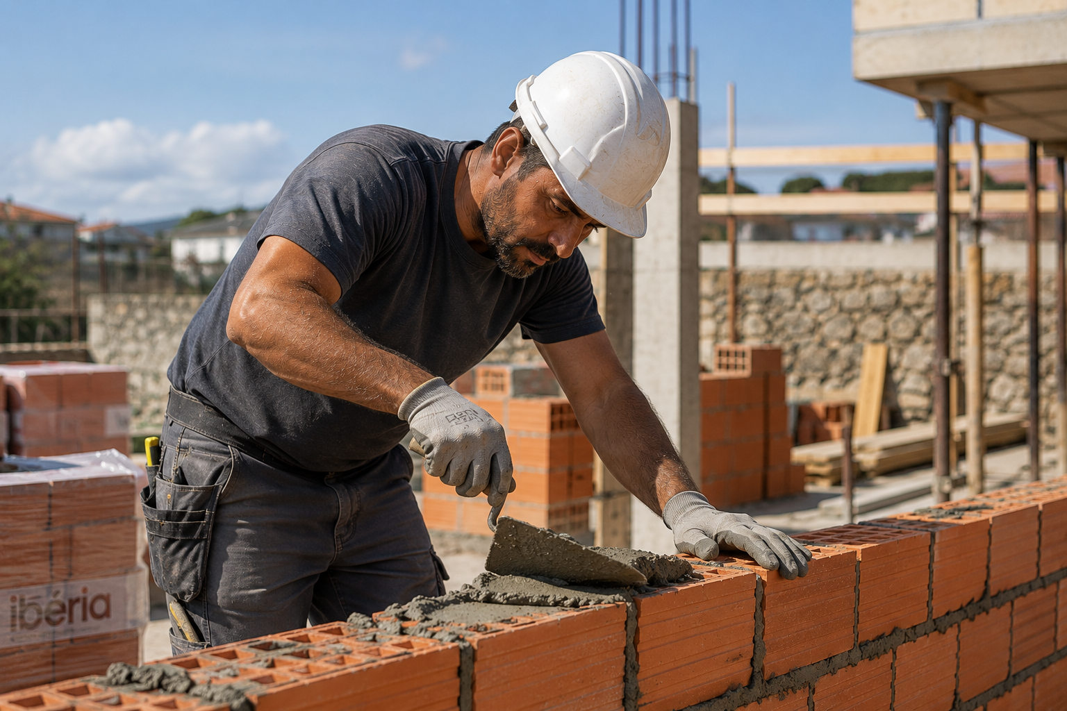 Profissional de construção em obra